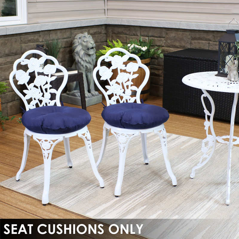 Latitude Run® Olefin Round Patio Seat Cushions Set Of 2 Blue